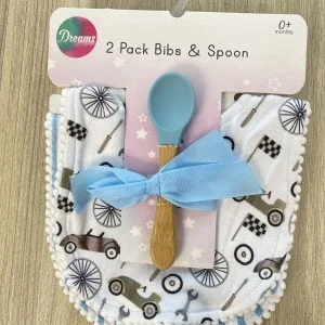 Σαλιάρα 2τμχ με ξύλινο κουτάλι DREAMS