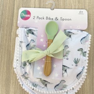 Σαλιάρα 2τμχ με ξύλινο κουτάλι DREAMS