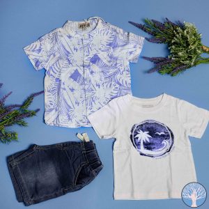 Παιδικό Σετ 3τμχ Τ-Shirt / Πουκάμισο / Τζιν Σορτς Αγόρι- JOYCE