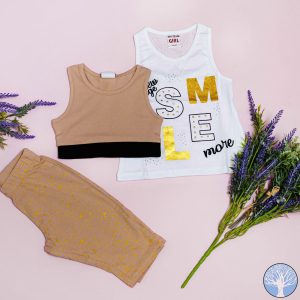 Παιδικό Σετ Μπουστάκι / Κολάν 3/4 & αμάνικο μπλουζάκι Κορίτσι- NEW COLLEGE