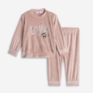 Βρεφικό Σετ Φόρμα / Φούτερ Βελουτέ LOVE Κορίτσι