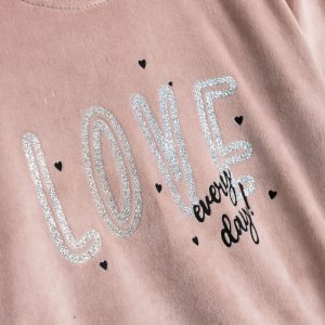 Βρεφικό Σετ Φόρμα / Φούτερ Βελουτέ LOVE Κορίτσι