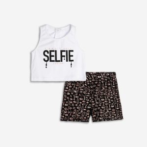 Παιδικό Σετ T-shirt αμάνικο-Σορτς με στάμπα Κορίτσι FUNKY