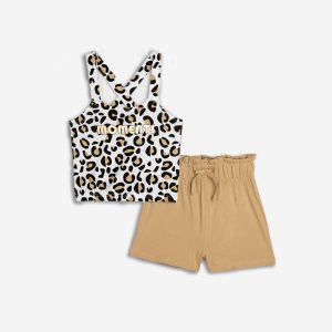 Παιδικό Σετ T-shirt αμάνικο-Σορτς All over leopar Κορίτσι FUNKY