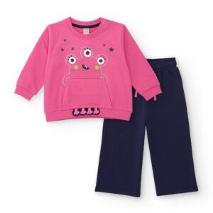 Παιδικό Σετ Παντελόνα / Φούτερ με all over σχέδιο και κέντημα Κορίτσι Premium Tuc-Tuc