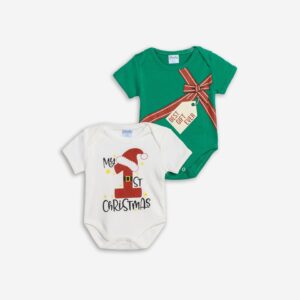 Βρεφικό Σετ 2τμχ Κορμάκια με Χριστουγεννιάτικες στάμπες  Αγόρι  FUNKY FOR KIDS