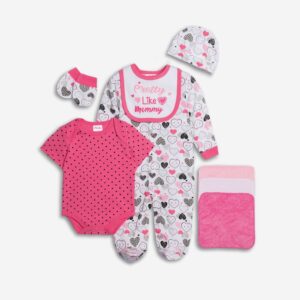 Βρεφικό Σετ 6τμχ Φορμάκι / Κορμάκι / Σαλιάρα / Σκουφάκι / Γαντάκια / Πετσετάκια   Κορίτσι  FUNKY FOR KIDS