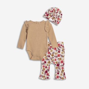 Βρεφικό Σετ 3τμχ Κορμάκι / Κολάν καμπάνα / Σκουφάκι  Κορίτσι  FUNKY FOR KIDS