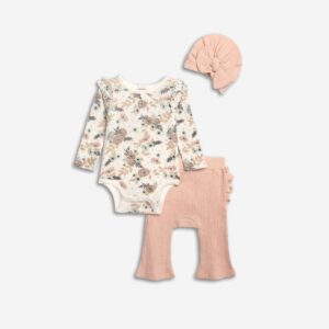 Βρεφικό Σετ 3τμχ Κορμάκι / Κολάν καμπάνα / Σκουφάκι  Κορίτσι  FUNKY FOR KIDS