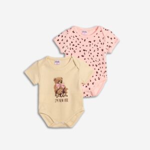 Βρεφικό Σετ 2τμχ Κορμάκια με διακριτική στάμπα και all over σχέδιο Κορίτσι  FUNKY FOR KIDS