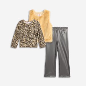 Παιδικό Σετ 3τμχ Μπλούζα / Παντελόνα δερματίνη / Γουνάκι αμάνικο Κορίτσι FUNKY FOR KIDS