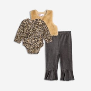 Βρεφικό Σετ 3τμχ Κορμάκι / Παντελόνι βελουτέ / Γουνάκι αμάνικο  Κορίτσι  FUNKY FOR KIDS