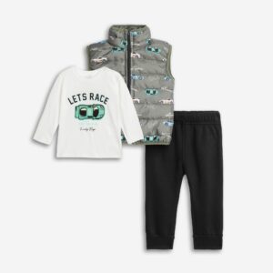 Βρεφικό Σετ 3τμχ Αμάνικο τζάκετ / Μπλούζα / Φόρμα με διακριτικό σχέδιο Αγόρι Funky For Kids