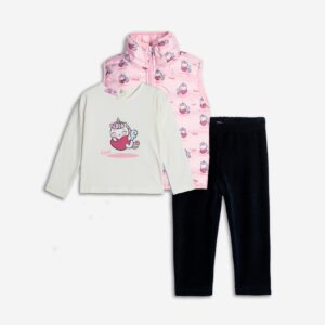Βρεφικό Σετ 3τμχ Αμάνικο τζάκετ / Μπλούζα / Φόρμα με διακριτικό σχέδιο Κορίτσι Funky For Kids