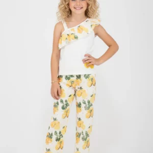 Παιδικό Σετ T-shirt αμάνικο  / Παντελόνα λαχούρ με κέντημα  Κορίτσι JOYCE