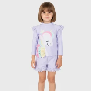 Παιδικό Μαγιό με μακρύ μανίκι και σορτσάκι με all over σχέδιο Κορίτσι JOYCE